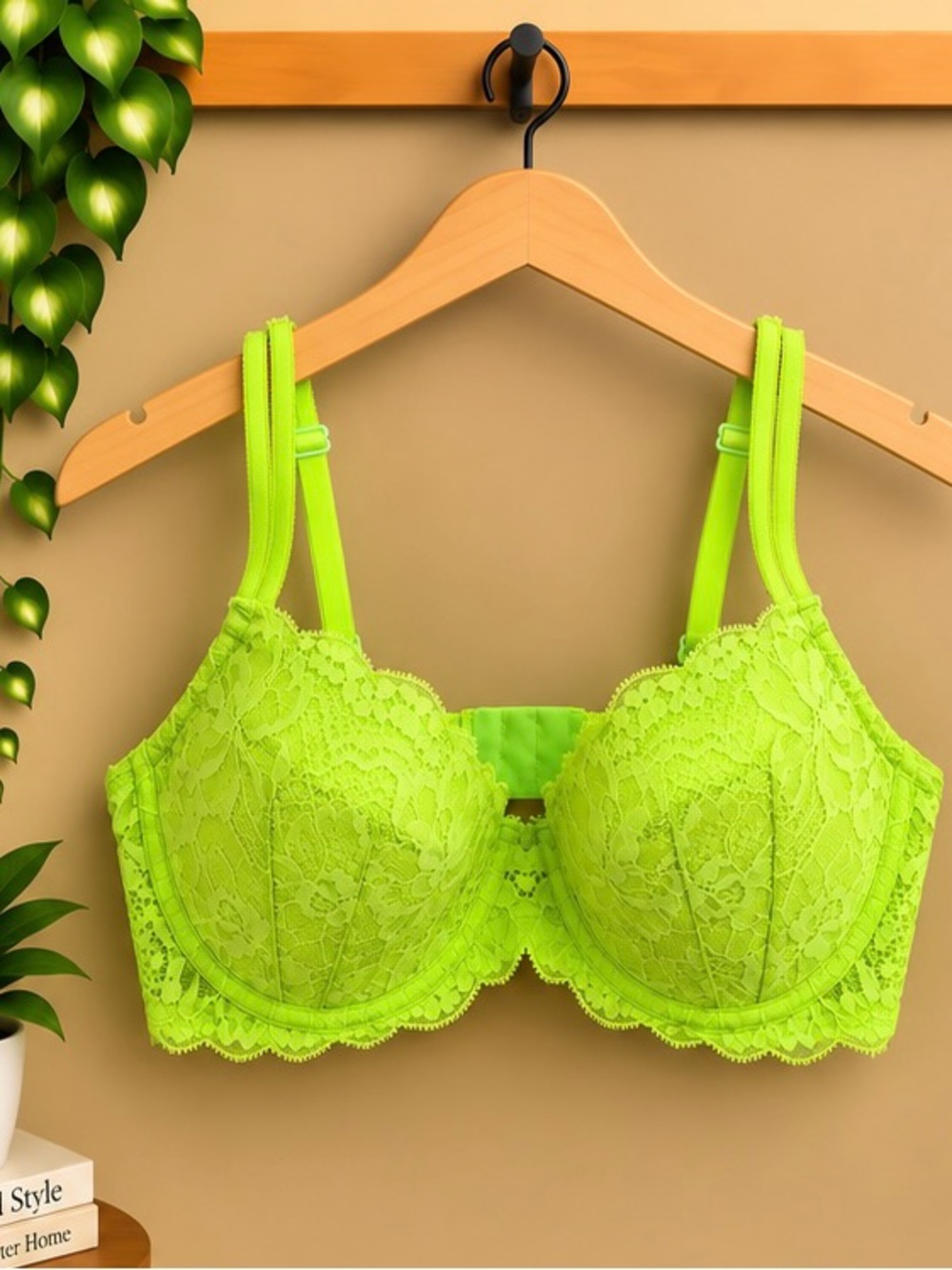 Victoria’s Secret PINK Lace Date Bra Lime Green 34D NWOT